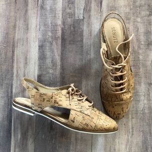 Schutz Jules Cork Cut Out Oxford Flats Size 9